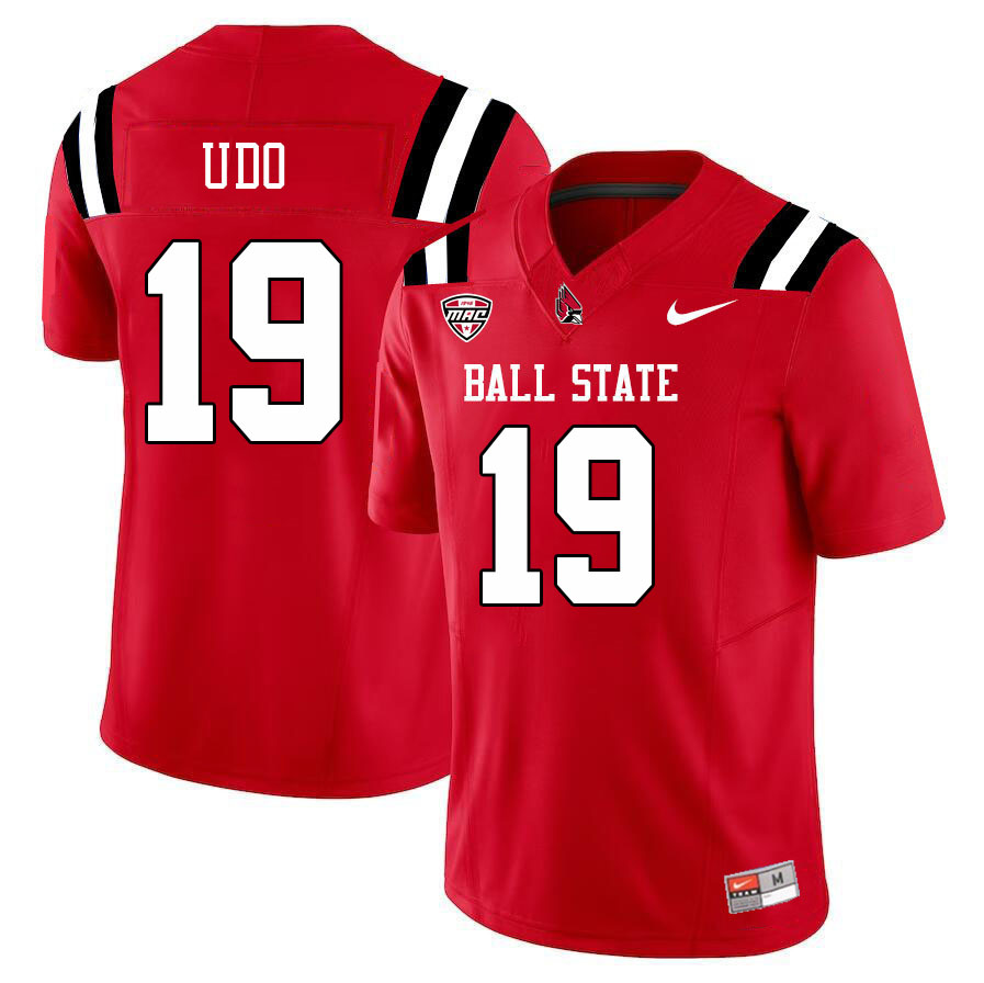 Ball State Cardinals #19 George Udo College Football Jerseys Stitched-Cardinal